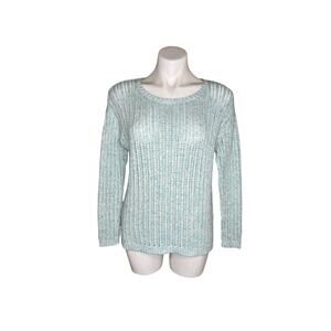 TALBOTS Blue/Green Knit Crewneck Sweater Size Medium Petites